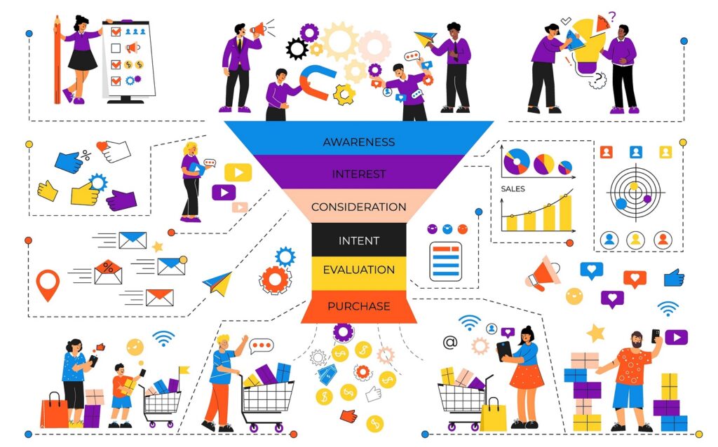 Funnel Pipeline Flat Infographics